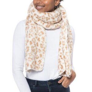 JENNI Womens Printed Sherpa Scarf Animal Print One Size